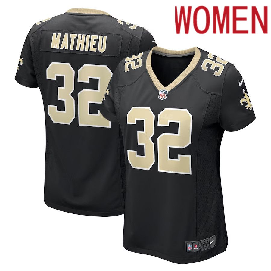 Women New Orleans Saints #32 Tyrann Mathieu Nike Black Game NFL Jersey->women nfl jersey->Women Jersey